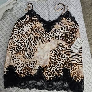 Leopard Print Lace Trim Lingerie Set NWT